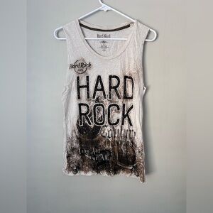 Hard Rock Cafe Couture White and‎ Brown Tee
